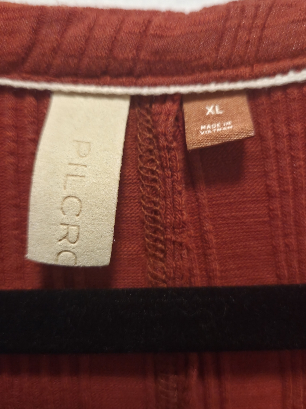 Pilcro Ribbed Button-Front Top in Rust - Picture 3 of 5